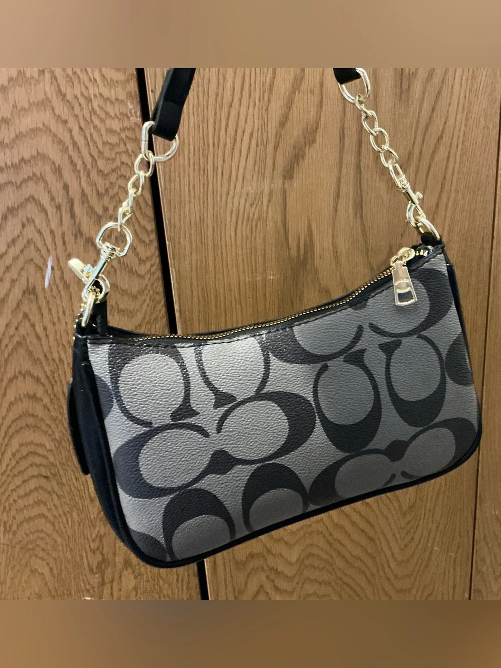 Coach Monogram Small Crossbody Bag in Brown and Black